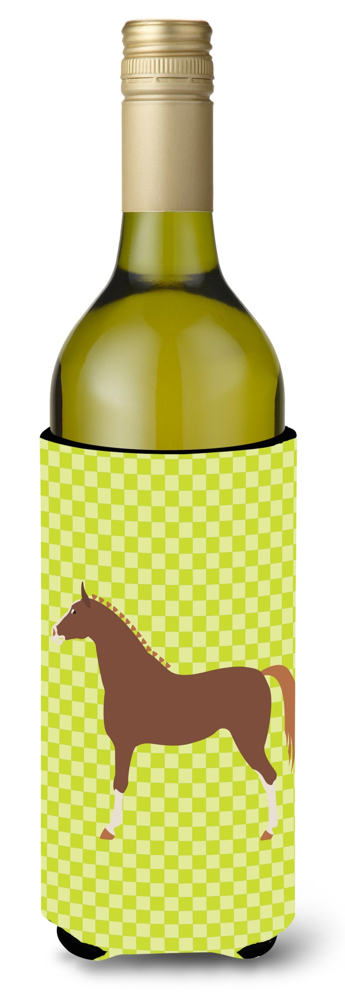 Hannoverian Horse Green Wine Bottle Hugger Gift Sleeve for Standard 750 ml Bottles, Insulated Reusable Also Fits Mini Shot & Pint Bottles