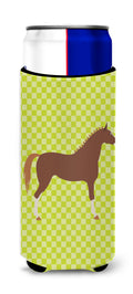Hannoverian Horse Green Slim Can Hugger , Insulated Foam Hugger for 12 oz Slim Cans, Beer Bottles & Water Bottles, Printed in USA