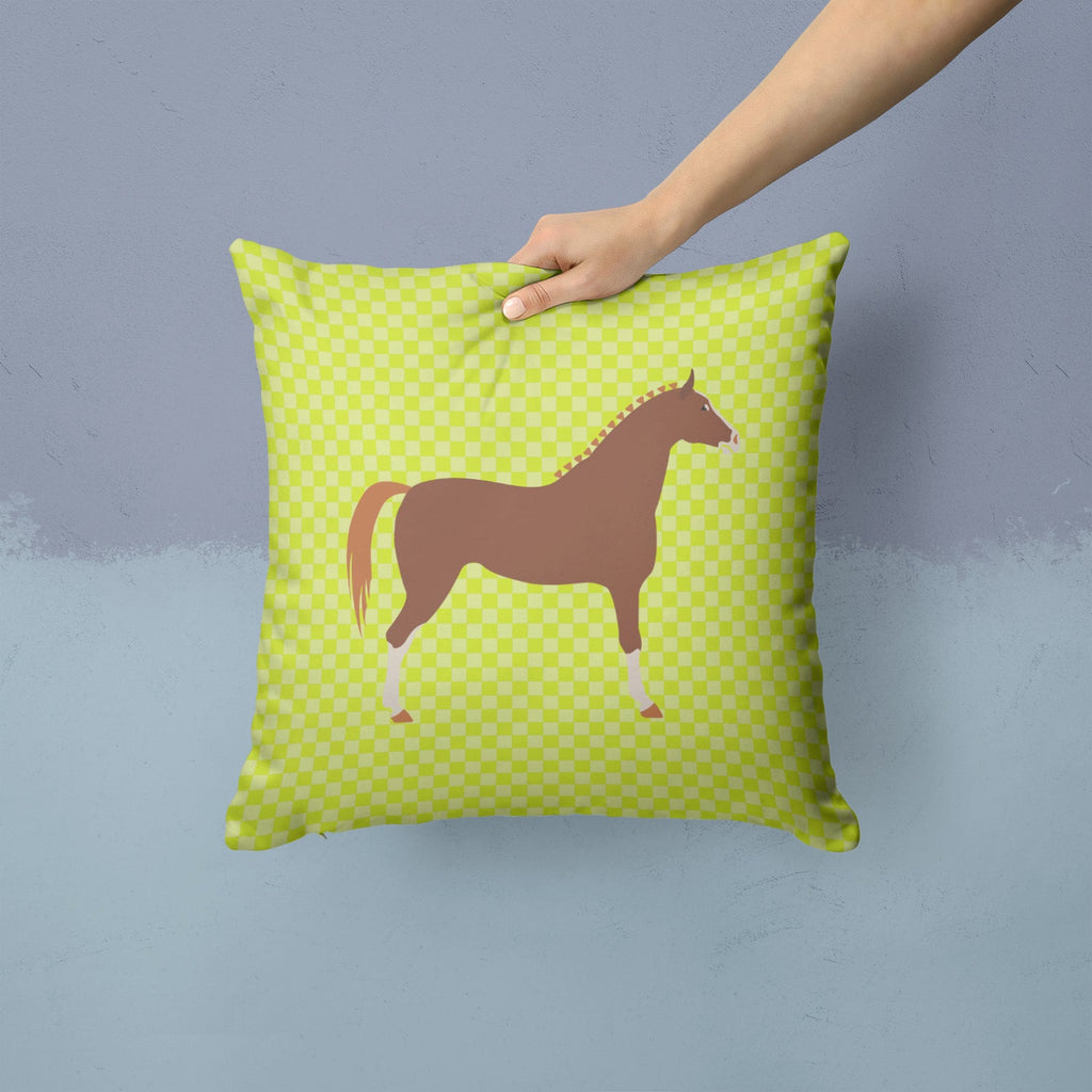 Hannoverian Horse Green Decorative Throw Pillow 14x14 Indoor Outdoor Accent Cushion, Fabric Cover with Insert for Sofa, Bed, Porch & Living Room