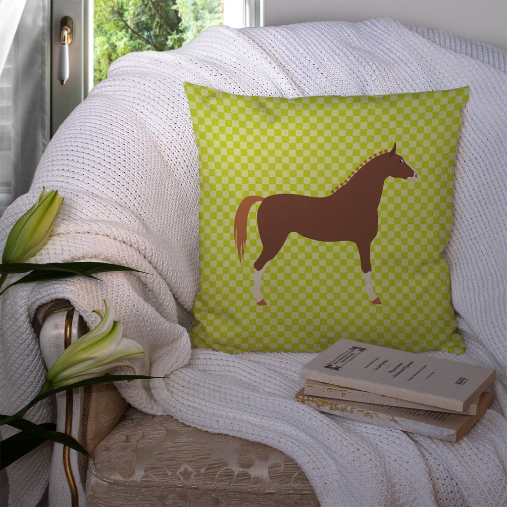 Hannoverian Horse Green Decorative Throw Pillow 14x14 Indoor Outdoor Accent Cushion, Fabric Cover with Insert for Sofa, Bed, Porch & Living Room