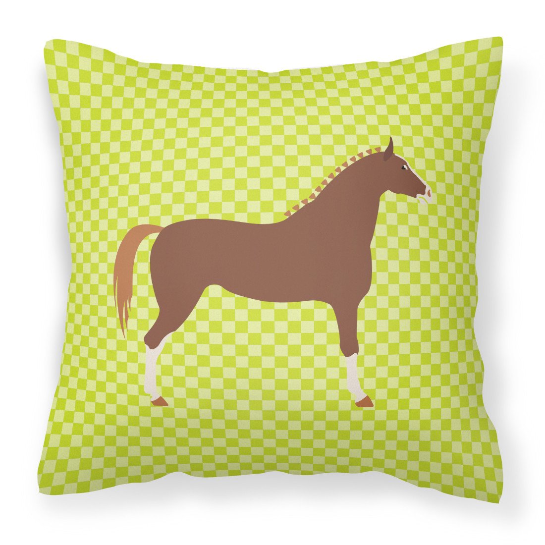 Hannoverian Horse Green Decorative Throw Pillow 18x18 Indoor Outdoor Accent Cushion, Fabric Cover with Insert for Sofa, Bed, Porch & Living Room