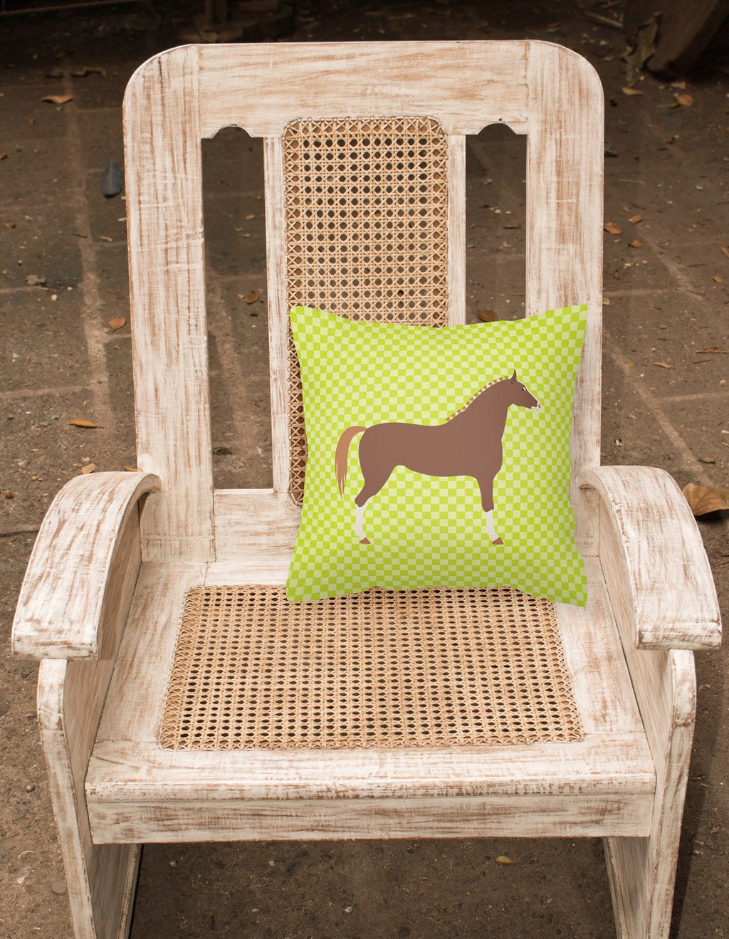 Hannoverian Horse Green Decorative Throw Pillow 18x18 Indoor Outdoor Accent Cushion, Fabric Cover with Insert for Sofa, Bed, Porch & Living Room