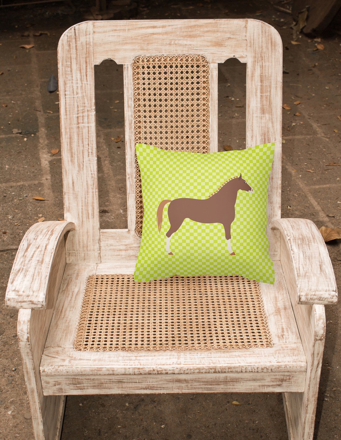 Hannoverian Horse Green Decorative Throw Pillow 18x18 Indoor Outdoor Accent Cushion, Fabric Cover with Insert for Sofa, Bed, Porch & Living Room
