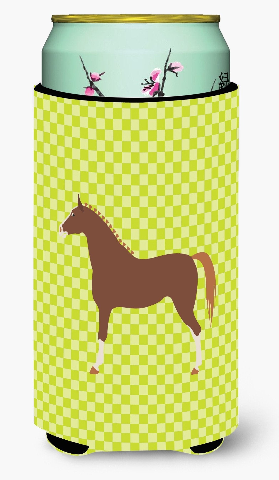 Hannoverian Horse Green Tall Boy Hugger Can Cooler Sleeve Machine Washable Drink Collapsible Insulator Beverage Insulated Holder