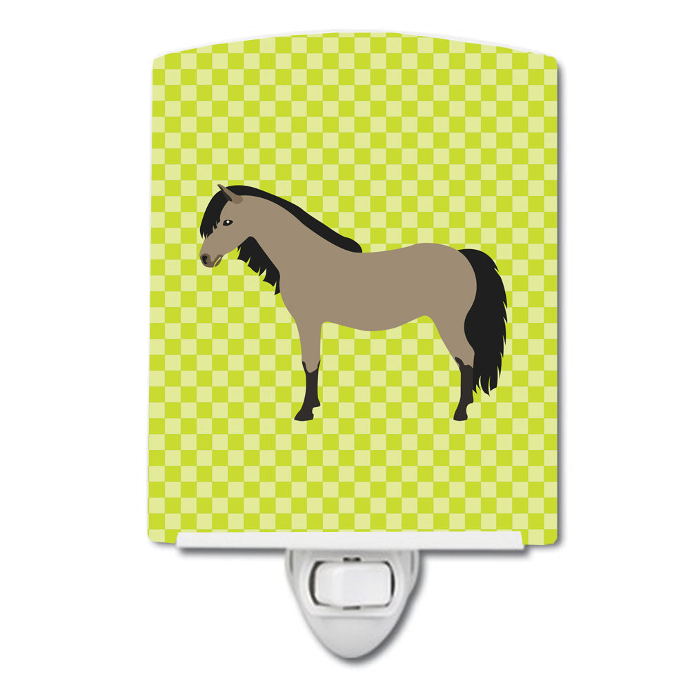 Welsh Pony Horse Green Ceramic Night Light Compact, UL-Certified, Ideal for Bedroom, Bathroom, Nursery, Hallway, Kitchen, 6x4x3, Multicolor