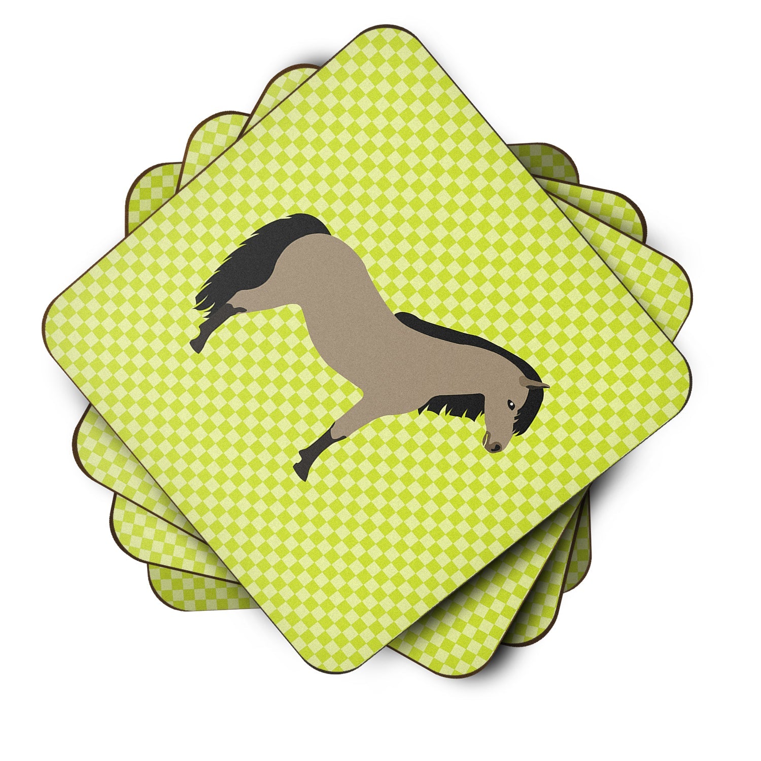 Welsh Pony Horse Green Foam Coasters Set of 4 Cup Coasters for Indoor Outdoor, Tabletop Protection, Anti Slip, Mouse pad Material
