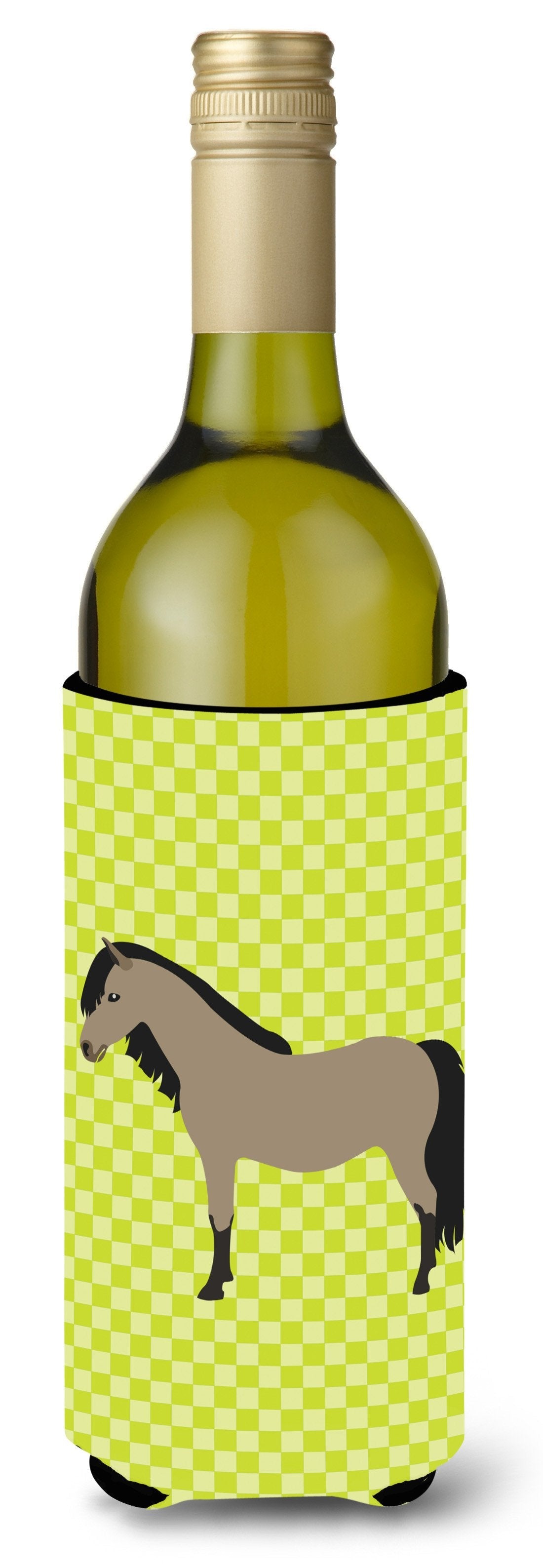 Welsh Pony Horse Green Wine Bottle Hugger Gift Sleeve for Standard 750 ml Bottles, Insulated Reusable Also Fits Mini Shot & Pint Bottles