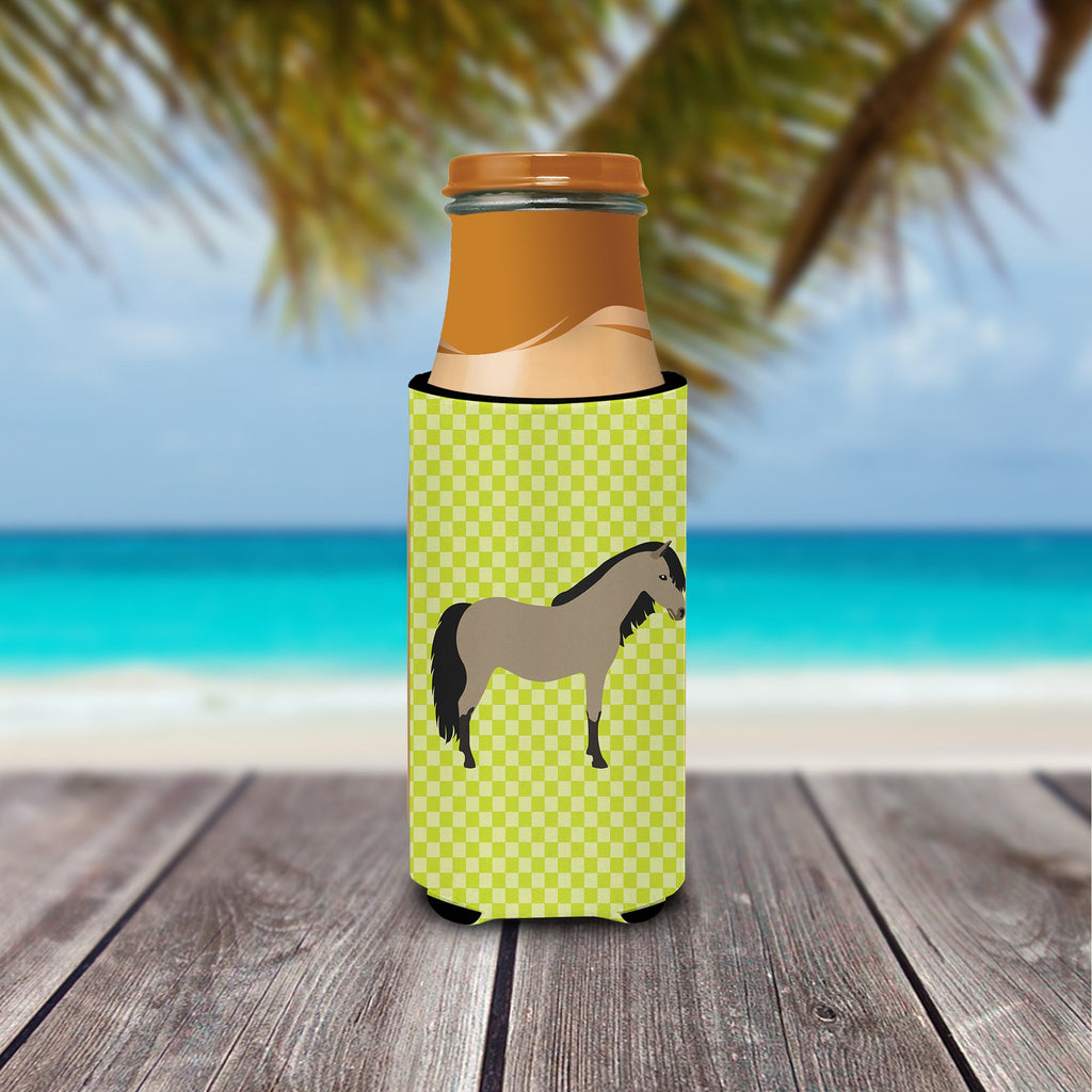 Welsh Pony Horse Green Slim Can Hugger , Insulated Foam Hugger for 12 oz Slim Cans, Beer Bottles & Water Bottles, Printed in USA