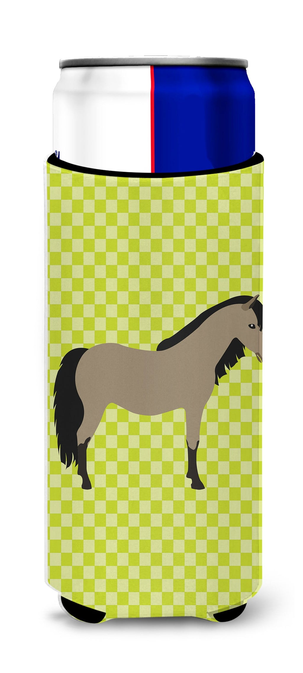 Welsh Pony Horse Green Slim Can Hugger , Insulated Foam Hugger for 12 oz Slim Cans, Beer Bottles & Water Bottles, Printed in USA