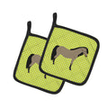 Welsh Pony Horse Green Pot Holder Set of 2 Heat Resistant Quilted Hot Pads 7.5 x 7.5 Inch, Insulated Kitchen Trivets for Cooking & Baking