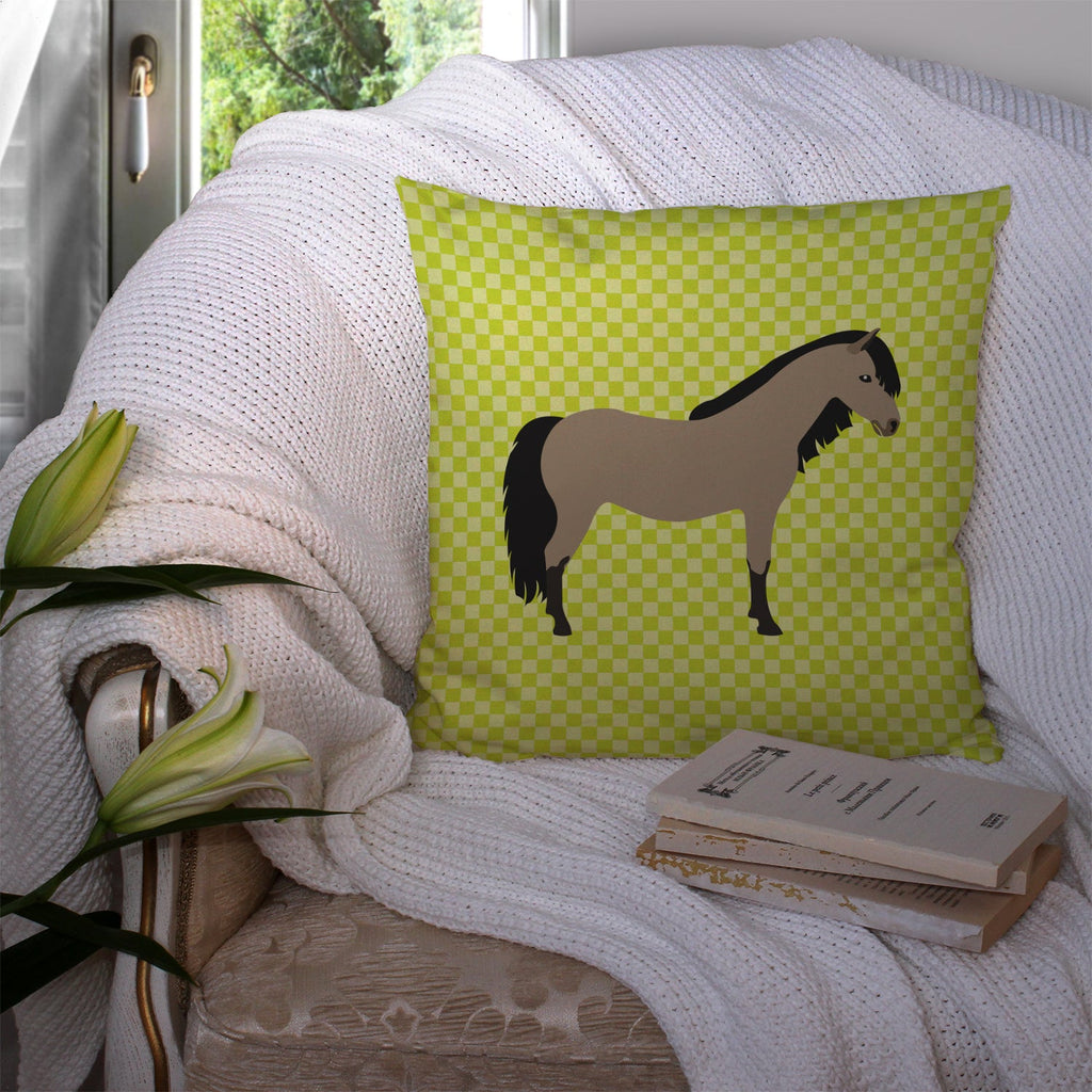 Welsh Pony Horse Green Decorative Throw Pillow 14x14 Indoor Outdoor Accent Cushion, Fabric Cover with Insert for Sofa, Bed, Porch & Living Room