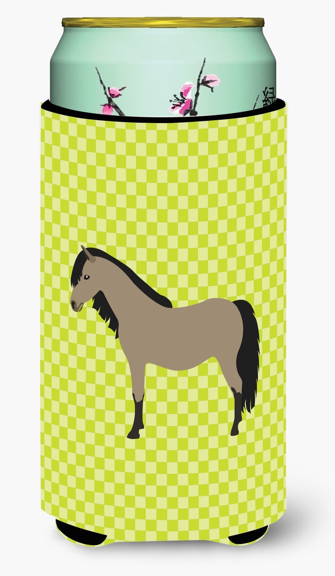 Welsh Pony Horse Green Tall Boy Hugger Can Cooler Sleeve Machine Washable Drink Collapsible Insulator Beverage Insulated Holder