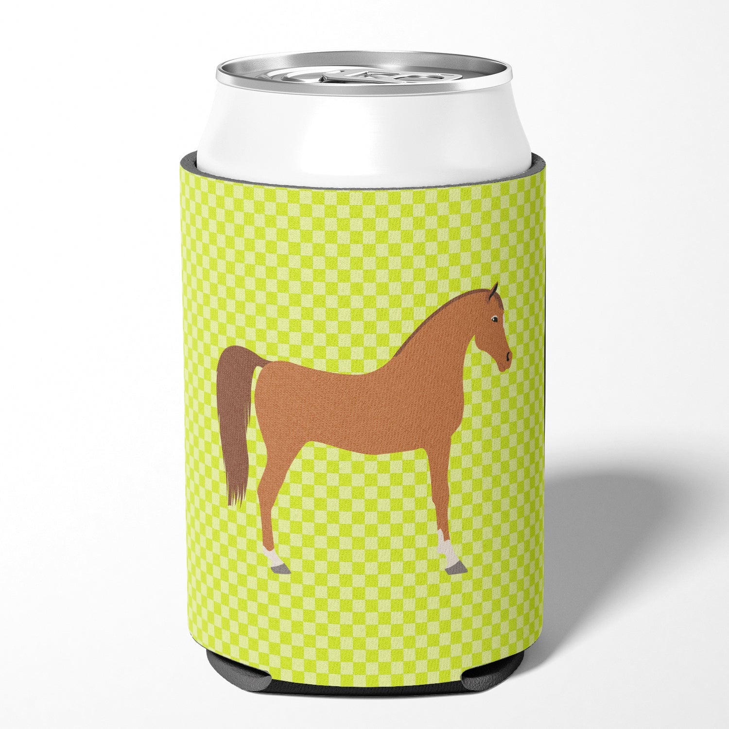 Arabian Horse Green Can or Bottle Hugger Cooler Sleeve for Standard 12 oz Cans, Insulated Foam Beer & Soda Can Hugger Reusable