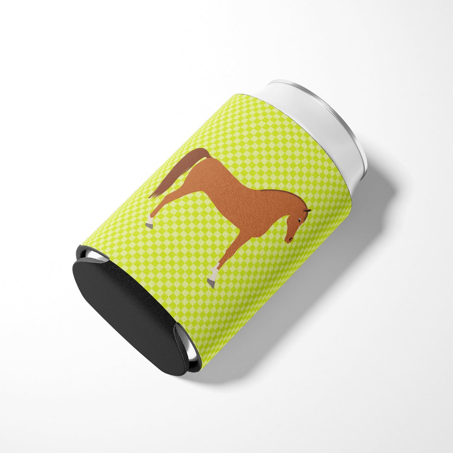 Arabian Horse Green Can or Bottle Hugger Cooler Sleeve for Standard 12 oz Cans, Insulated Foam Beer & Soda Can Hugger Reusable