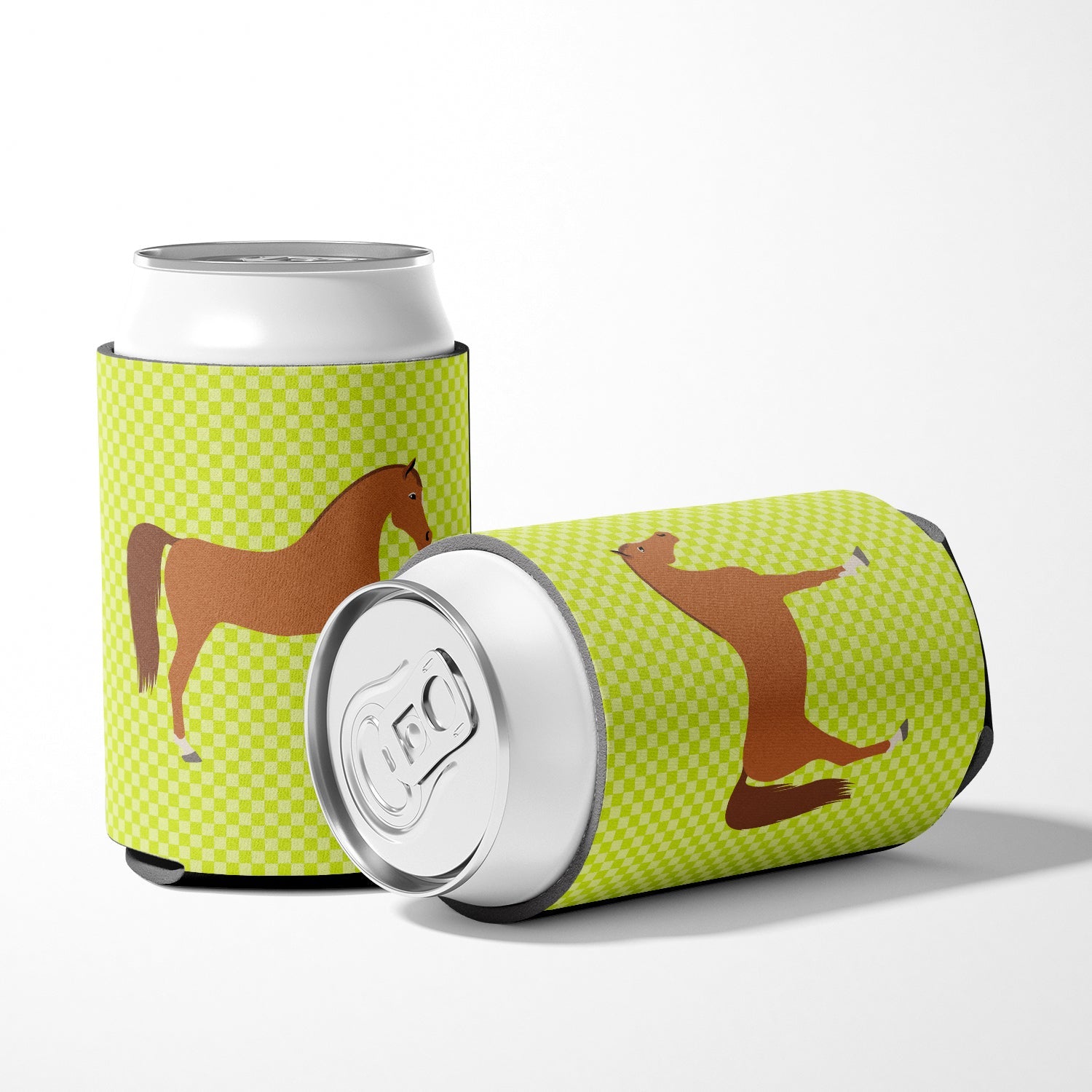 Arabian Horse Green Can or Bottle Hugger Cooler Sleeve for Standard 12 oz Cans, Insulated Foam Beer & Soda Can Hugger Reusable