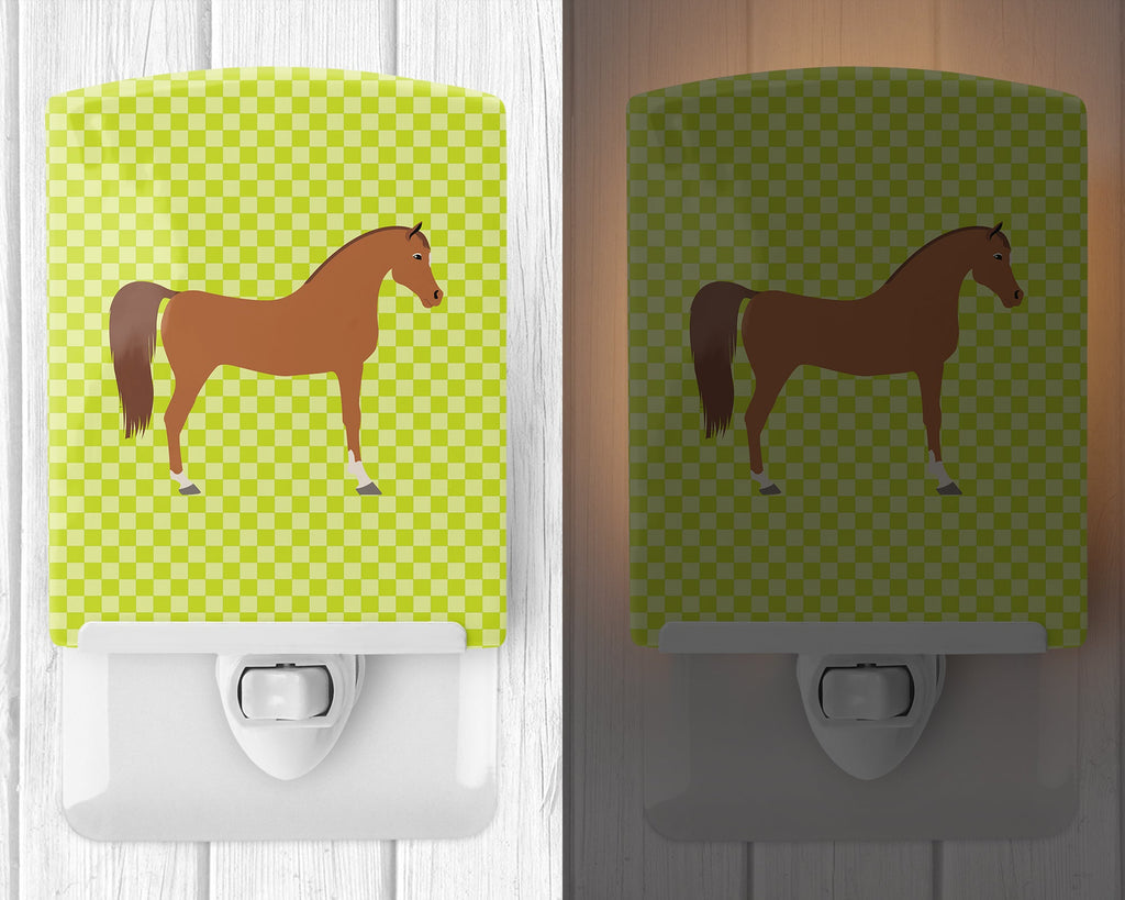 Arabian Horse Green Ceramic Night Light Compact, UL-Certified, Ideal for Bedroom, Bathroom, Nursery, Hallway, Kitchen, 6x4x3, Multicolor