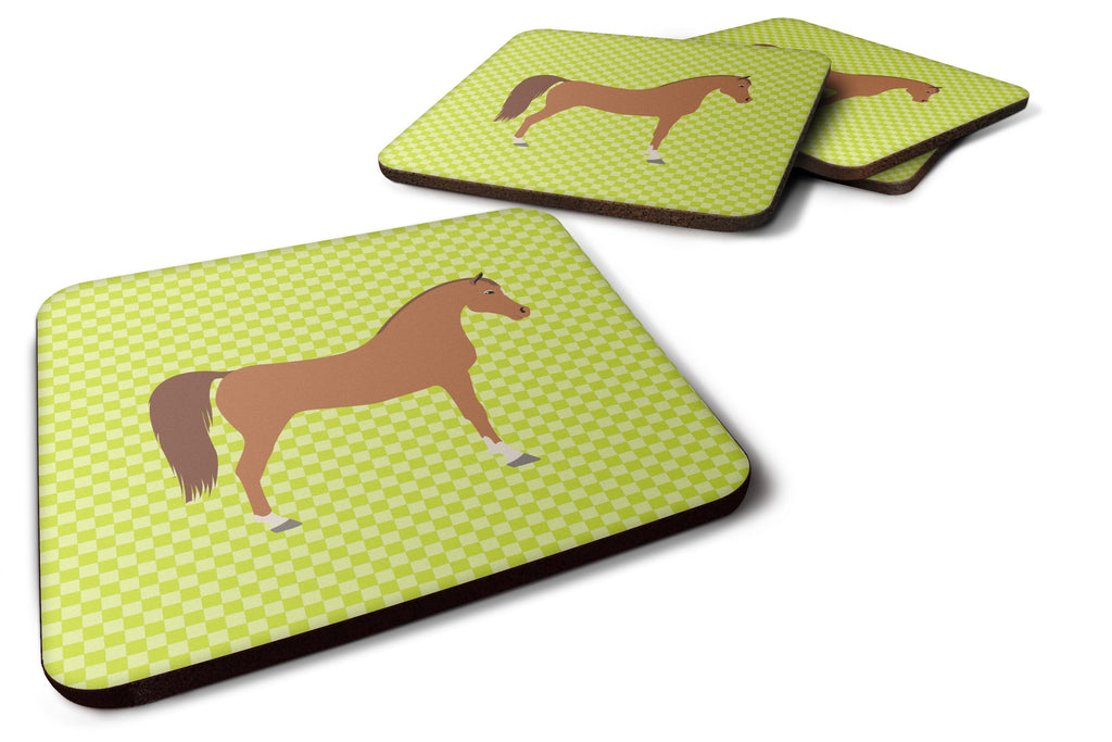 Arabian Horse Green Foam Coasters Set of 4 Cup Coasters for Indoor Outdoor, Tabletop Protection, Anti Slip, Mouse pad Material