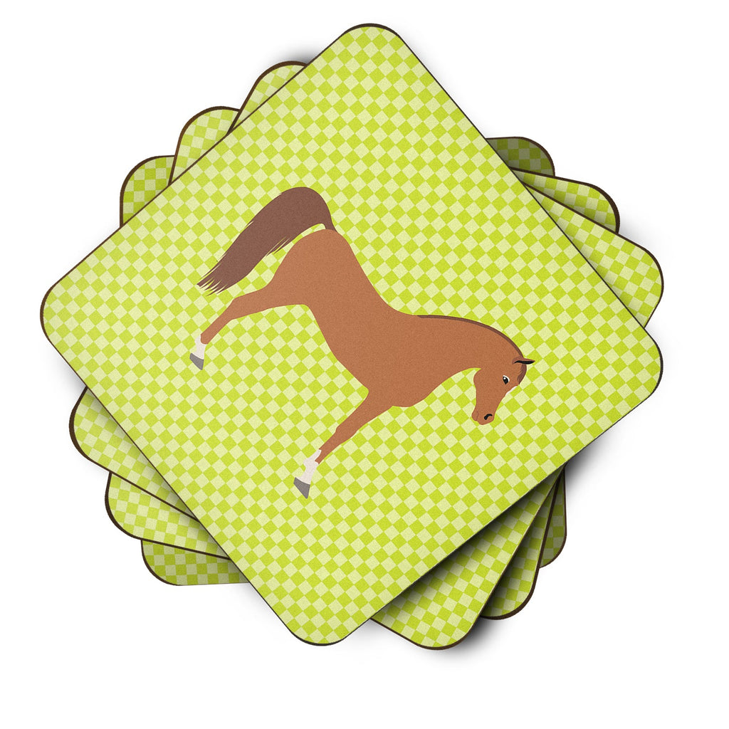 Arabian Horse Green Foam Coasters Set of 4 Cup Coasters for Indoor Outdoor, Tabletop Protection, Anti Slip, Mouse pad Material