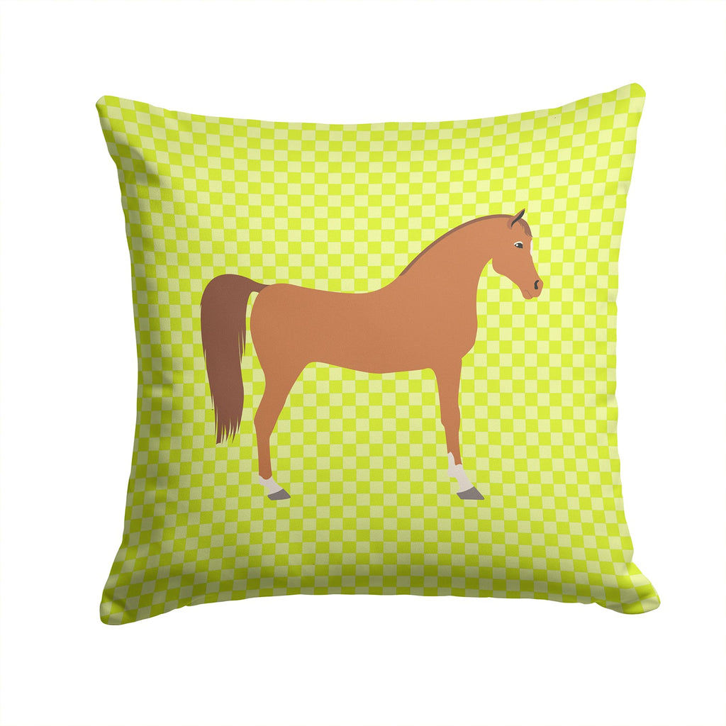 Arabian Horse Green Decorative Throw Pillow 14x14 Indoor Outdoor Accent Cushion, Fabric Cover with Insert for Sofa, Bed, Porch & Living Room