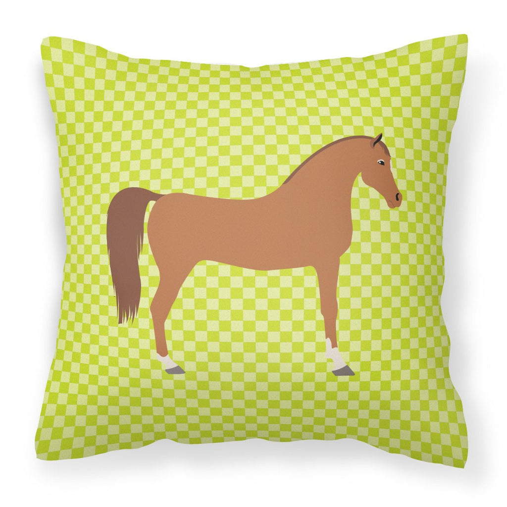 Arabian Horse Green Decorative Throw Pillow 18x18 Indoor Outdoor Accent Cushion, Fabric Cover with Insert for Sofa, Bed, Porch & Living Room