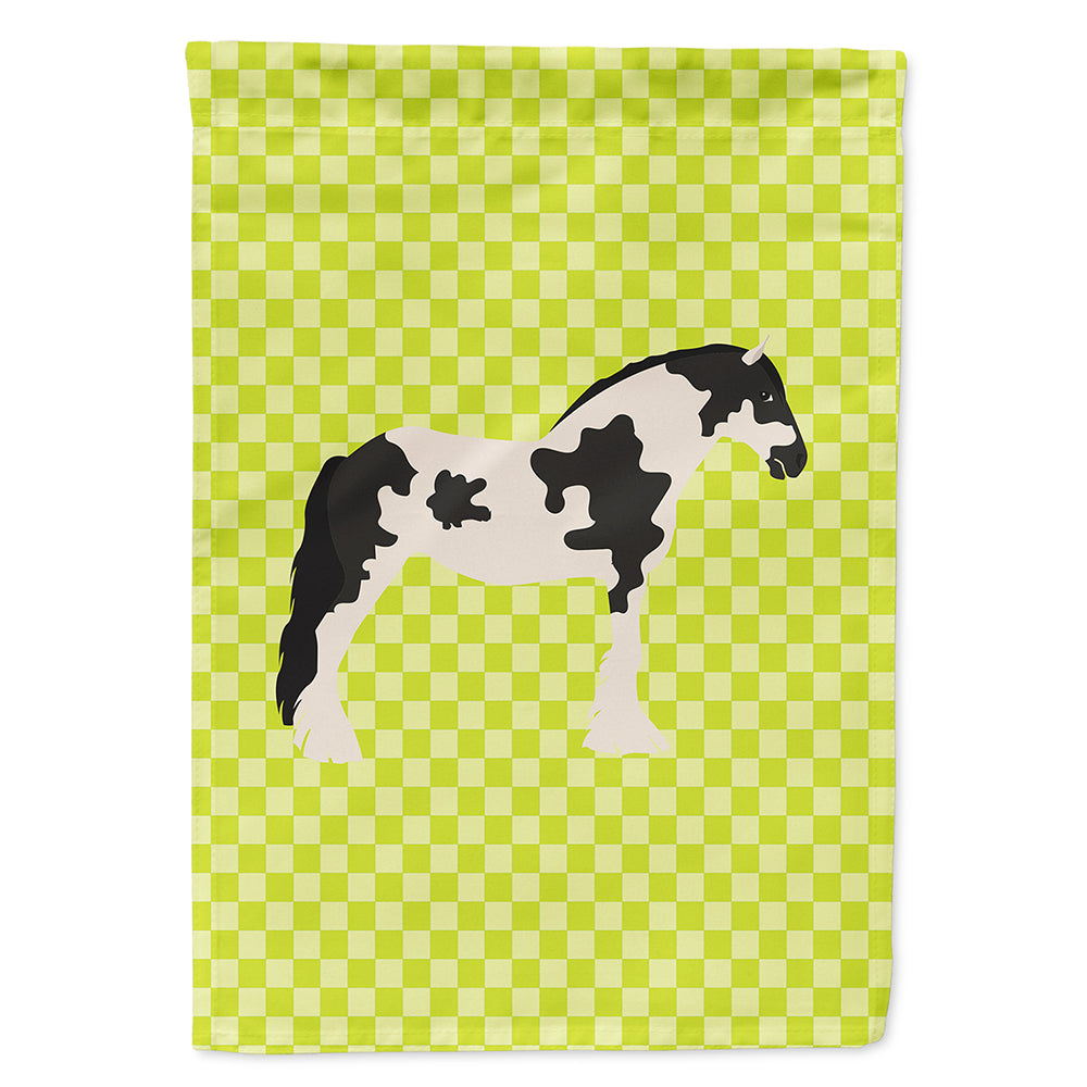 Cyldesdale Horse Green House Flag 28x40 Porch Sleeve Pole Decorative Outside Yard Banner Artwork Wall Hanging, Polyester