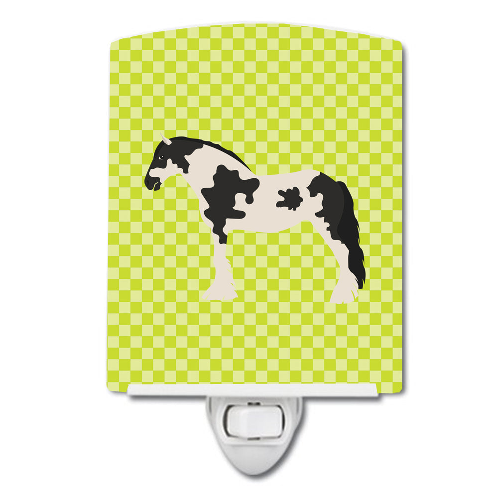 Cyldesdale Horse Green Ceramic Night Light Compact, UL-Certified, Ideal for Bedroom, Bathroom, Nursery, Hallway, Kitchen, 6x4x3, Multicolor