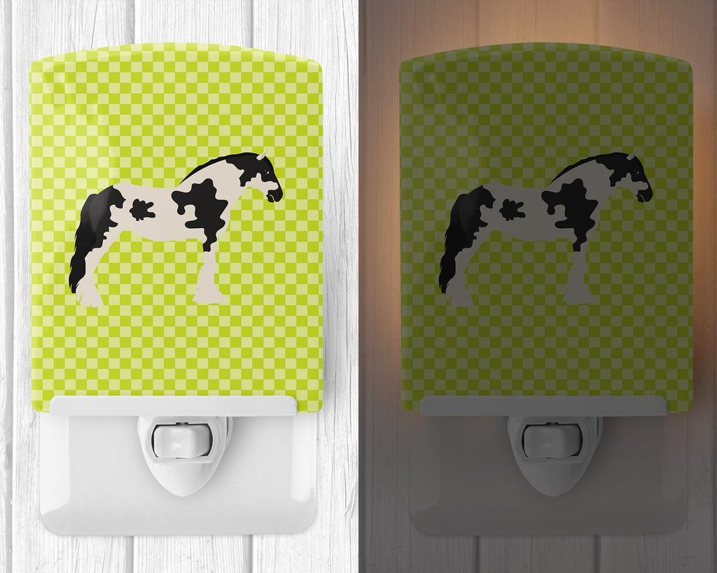 Cyldesdale Horse Green Ceramic Night Light Compact, UL-Certified, Ideal for Bedroom, Bathroom, Nursery, Hallway, Kitchen, 6x4x3, Multicolor