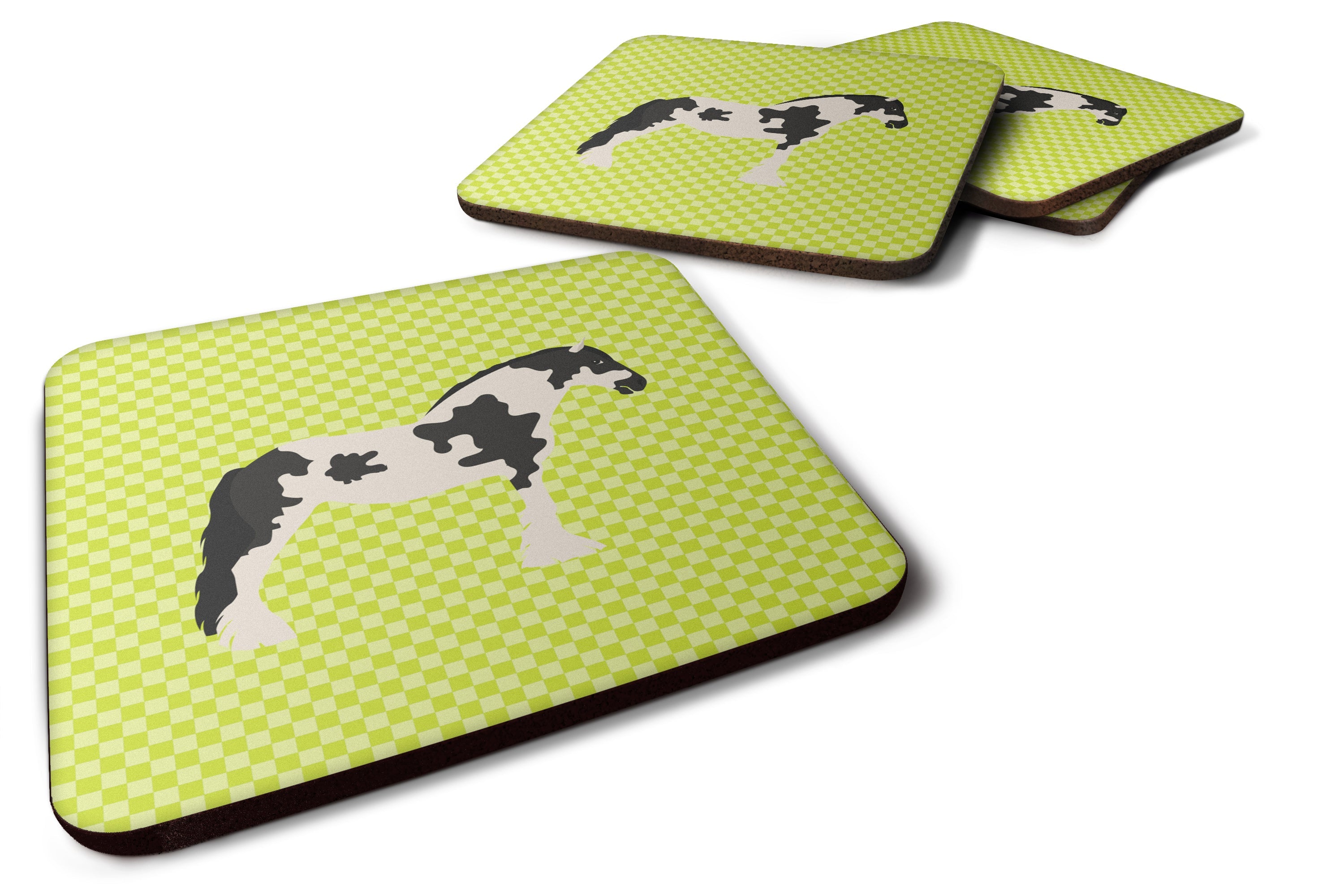 Cyldesdale Horse Green Foam Coasters Set of 4 Cup Coasters for Indoor Outdoor, Tabletop Protection, Anti Slip, Mouse pad Material