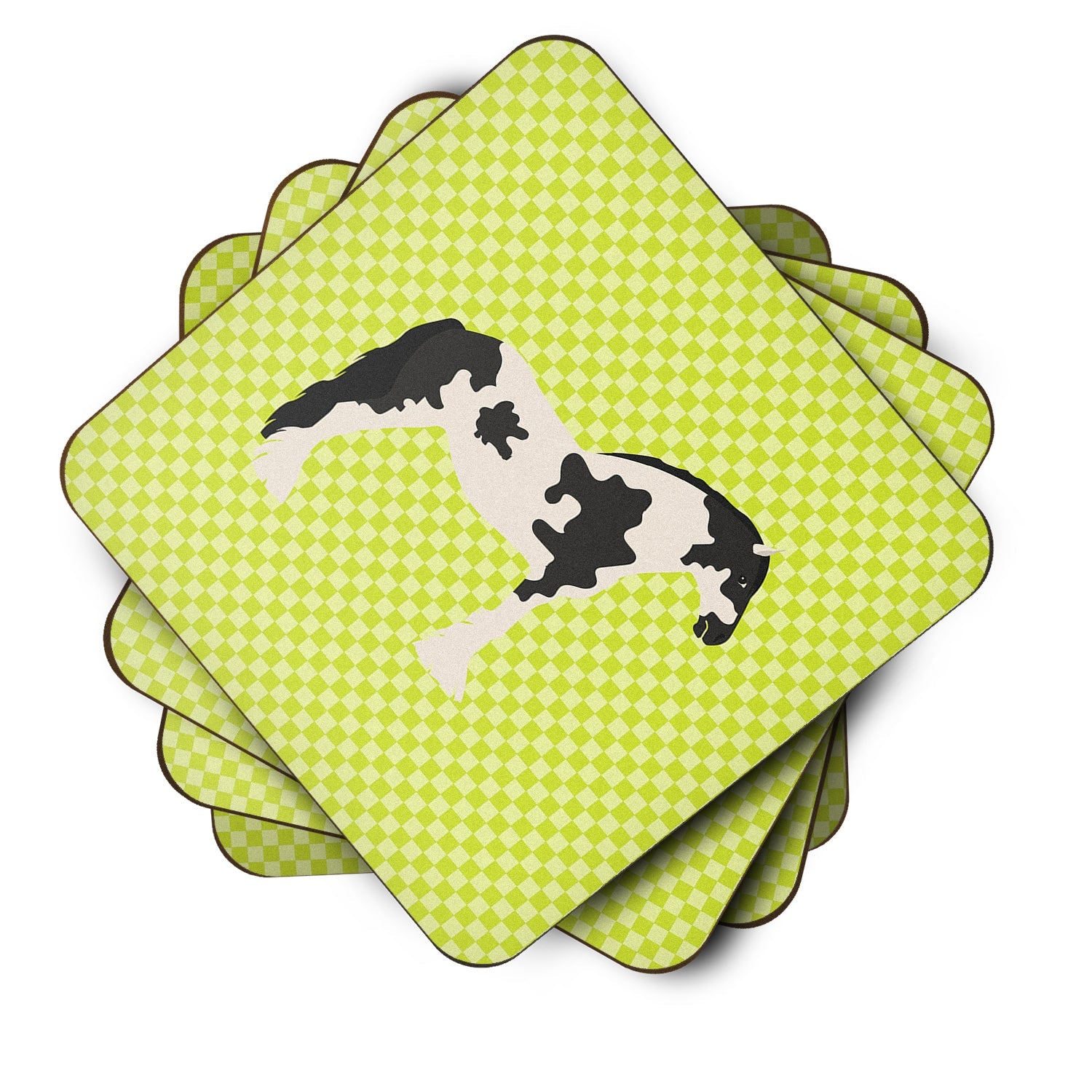 Cyldesdale Horse Green Foam Coasters Set of 4 Cup Coasters for Indoor Outdoor, Tabletop Protection, Anti Slip, Mouse pad Material