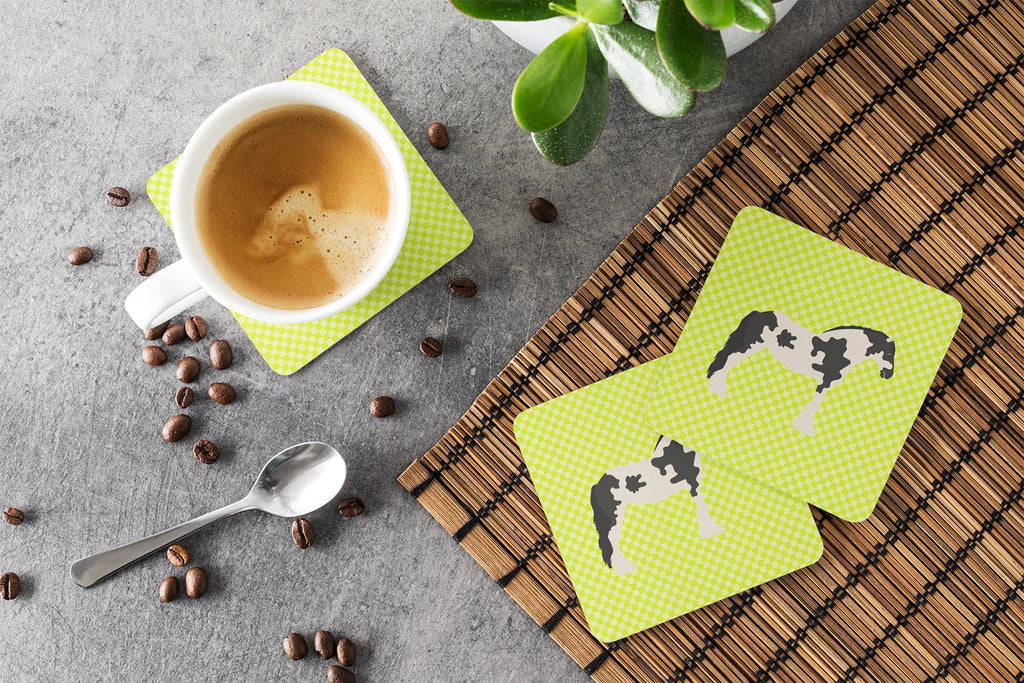 Cyldesdale Horse Green Foam Coasters Set of 4 Cup Coasters for Indoor Outdoor, Tabletop Protection, Anti Slip, Mouse pad Material