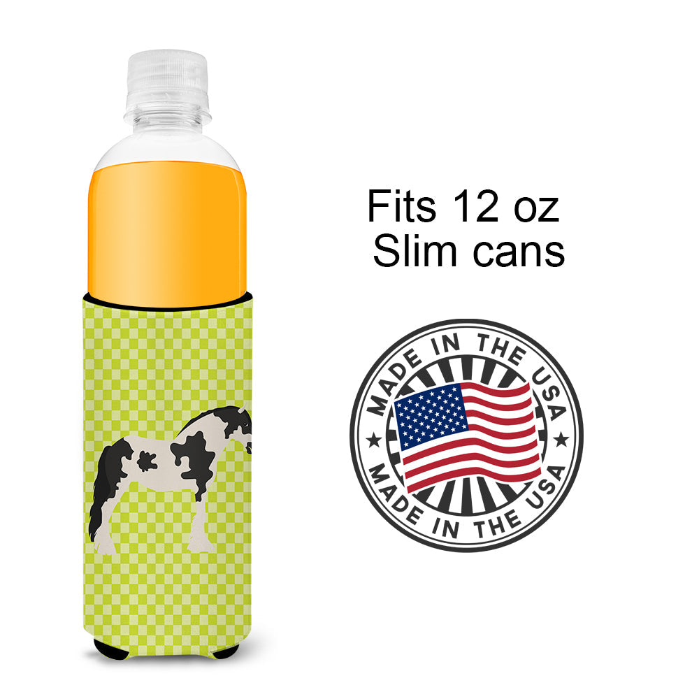 Cyldesdale Horse Green Slim Can Hugger , Insulated Foam Hugger for 12 oz Slim Cans, Beer Bottles & Water Bottles, Printed in USA
