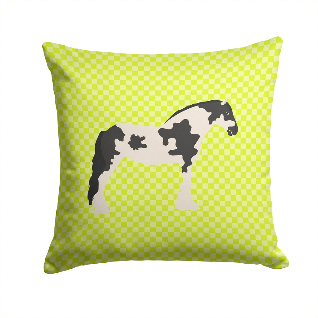 Cyldesdale Horse Green Decorative Throw Pillow 14x14 Indoor Outdoor Accent Cushion, Fabric Cover with Insert for Sofa, Bed, Porch & Living Room