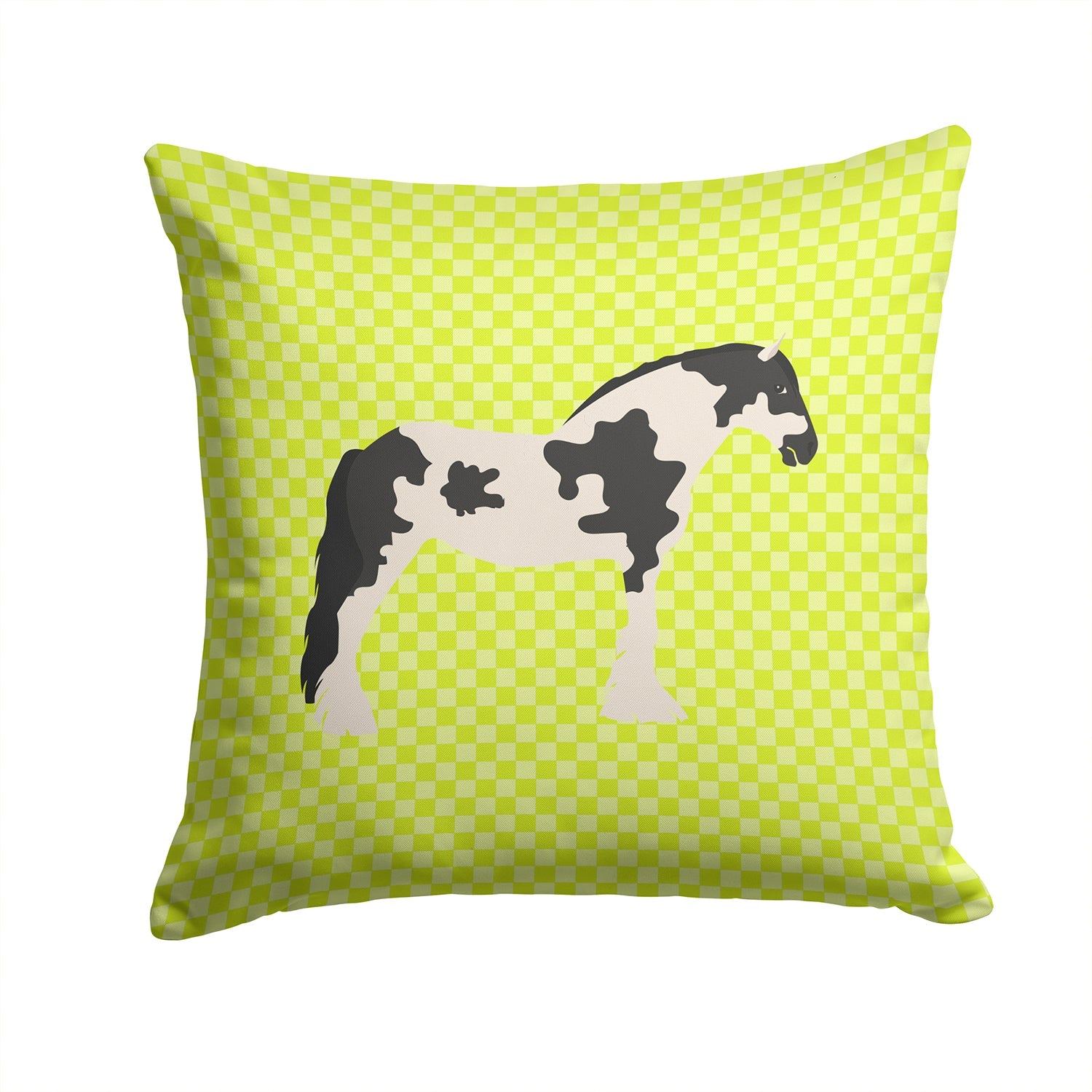 Cyldesdale Horse Green Decorative Throw Pillow 14x14 Indoor Outdoor Accent Cushion, Fabric Cover with Insert for Sofa, Bed, Porch & Living Room