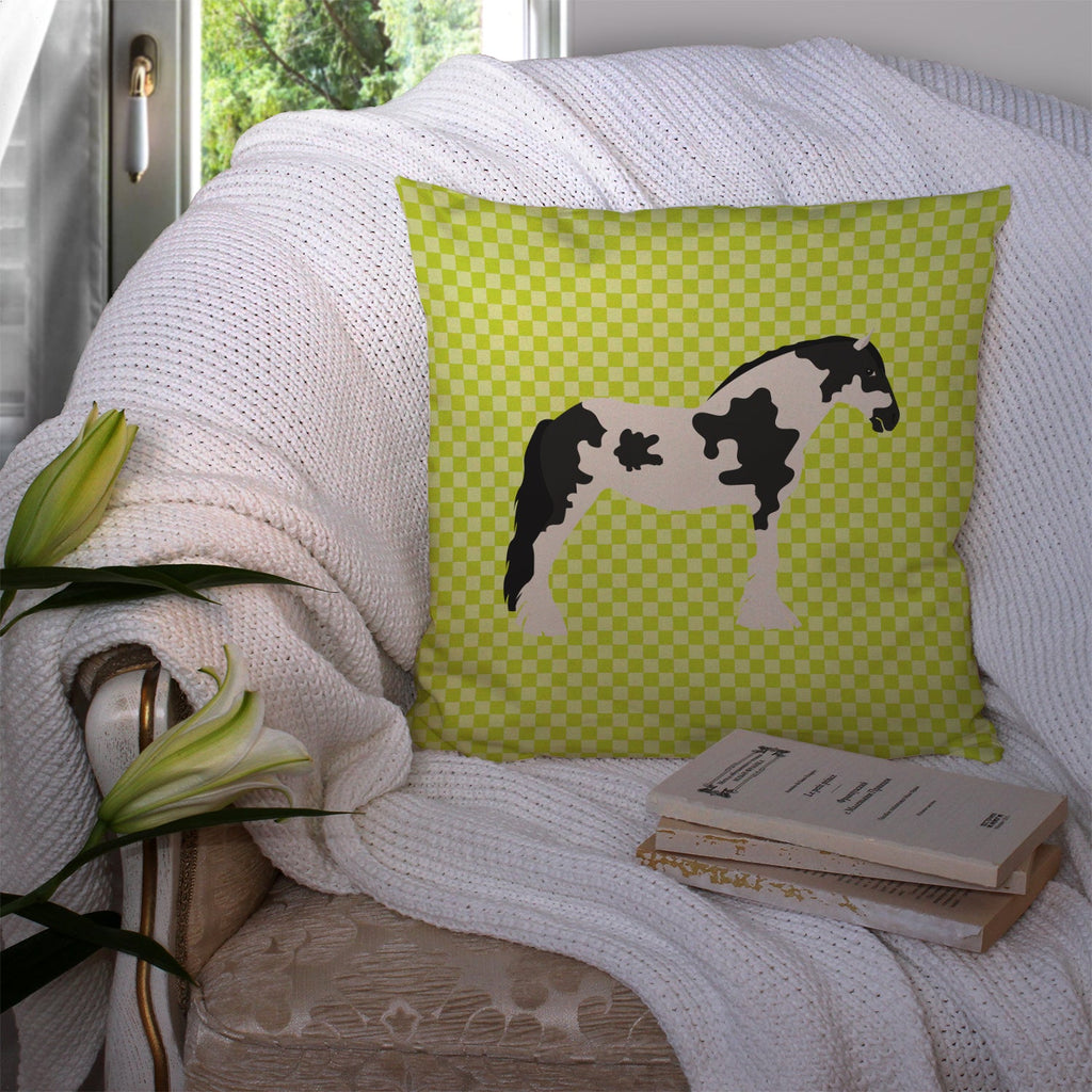 Cyldesdale Horse Green Decorative Throw Pillow 14x14 Indoor Outdoor Accent Cushion, Fabric Cover with Insert for Sofa, Bed, Porch & Living Room