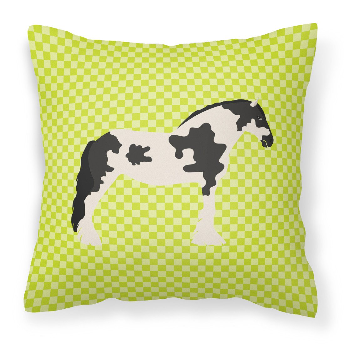 Cyldesdale Horse Green Decorative Throw Pillow 18x18 Indoor Outdoor Accent Cushion, Fabric Cover with Insert for Sofa, Bed, Porch & Living Room