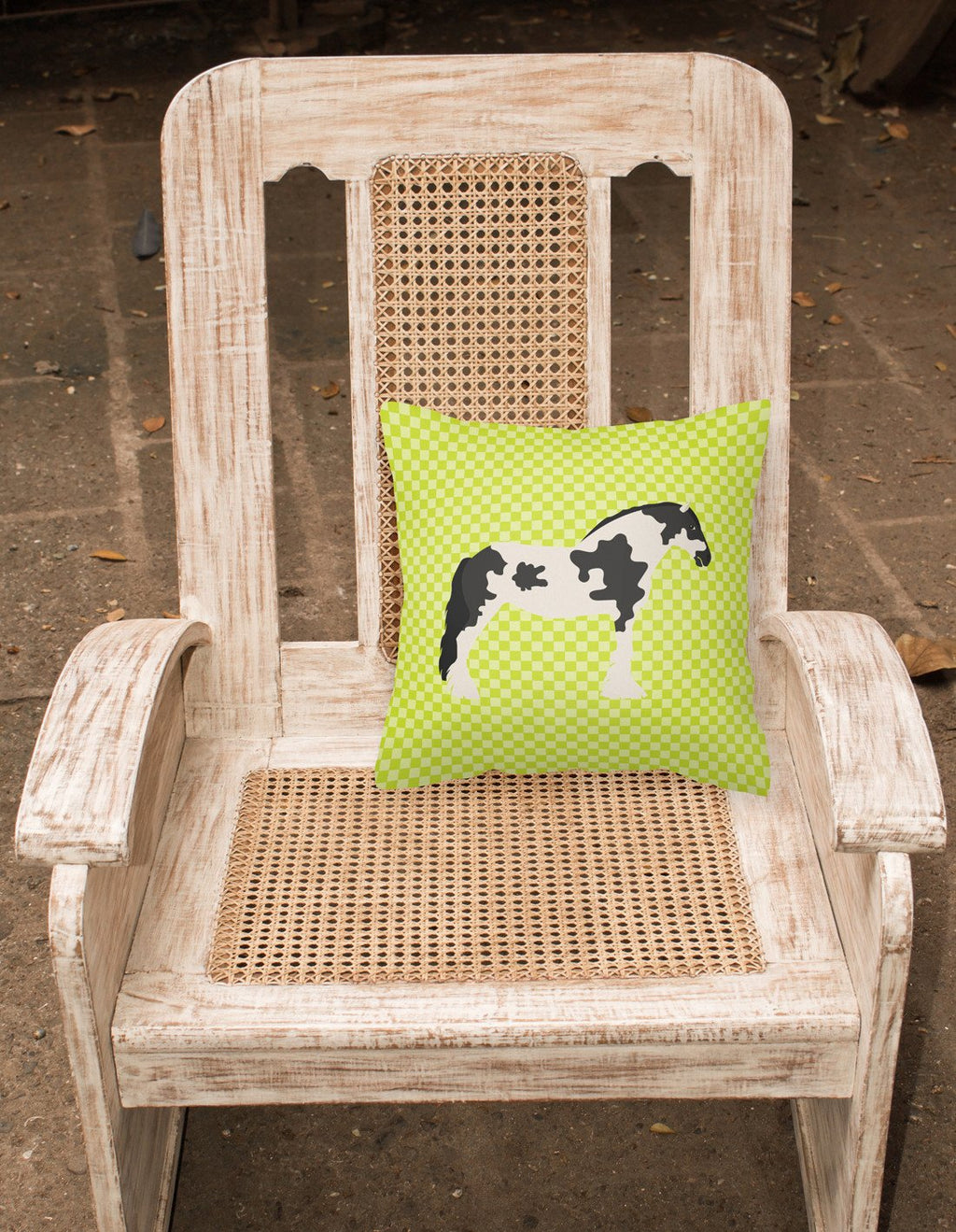 Cyldesdale Horse Green Decorative Throw Pillow 18x18 Indoor Outdoor Accent Cushion, Fabric Cover with Insert for Sofa, Bed, Porch & Living Room