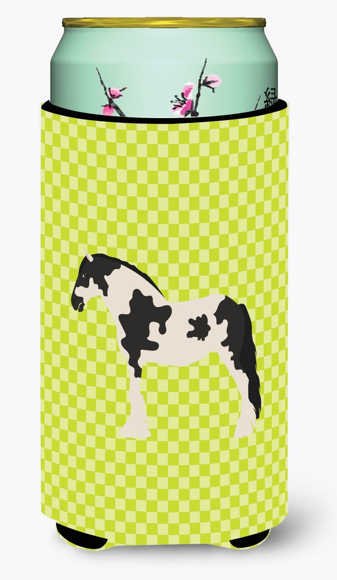 Cyldesdale Horse Green Tall Boy Hugger Can Cooler Sleeve Machine Washable Drink Collapsible Insulator Beverage Insulated Holder