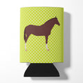 English Thoroughbred Horse Green Can or Bottle Hugger Cooler Sleeve for Standard 12 oz Cans, Insulated Foam Beer & Soda Can Hugger Reusable