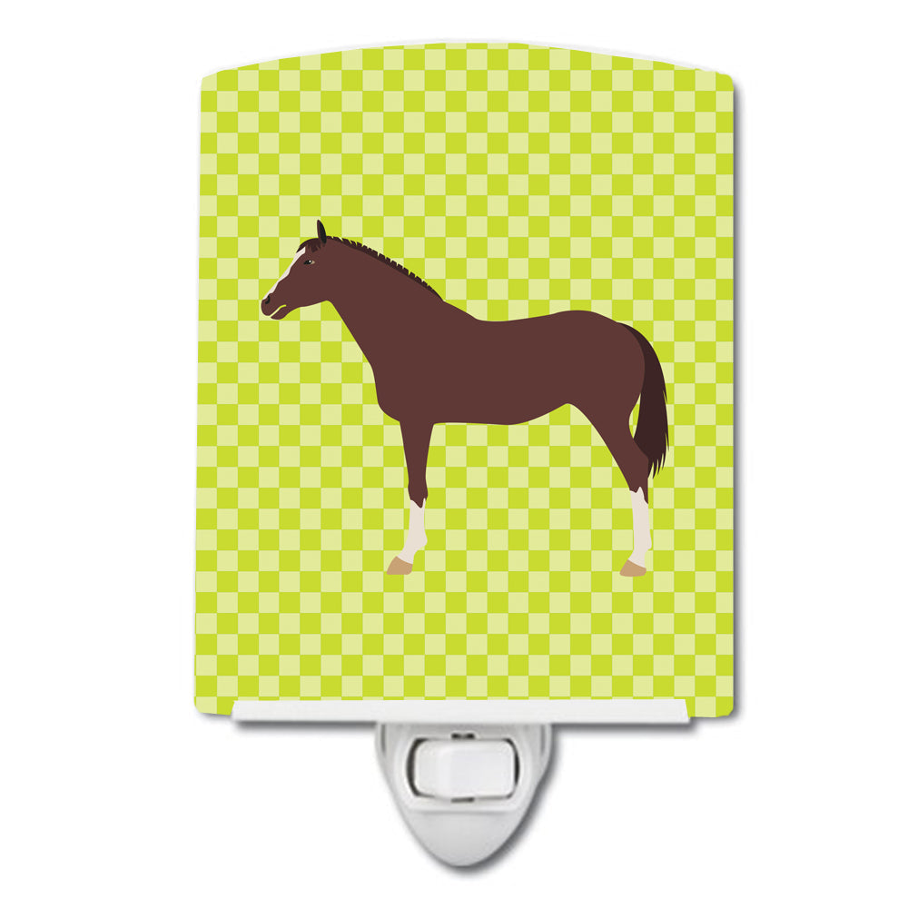 English Thoroughbred Horse Green Ceramic Night Light Compact, UL-Certified, Ideal for Bedroom, Bathroom, Nursery, Hallway, Kitchen, 6x4x3, Multicolor