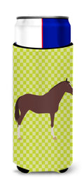 English Thoroughbred Horse Green Slim Can Hugger , Insulated Foam Hugger for 12 oz Slim Cans, Beer Bottles & Water Bottles, Printed in USA