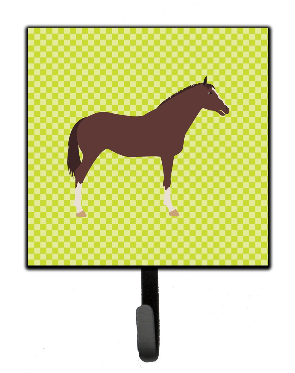 English Thoroughbred Horse Green Leash or Key Holder Wall Hooks, Key Hooks Holder, Coat Rack Wall Mount, Coat Hooks, Hooks for Hanging Keys, Towels, Aprons, Leashes