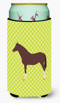 English Thoroughbred Horse Green Tall Boy Hugger Can Cooler Sleeve Machine Washable Drink Collapsible Insulator Beverage Insulated Holder