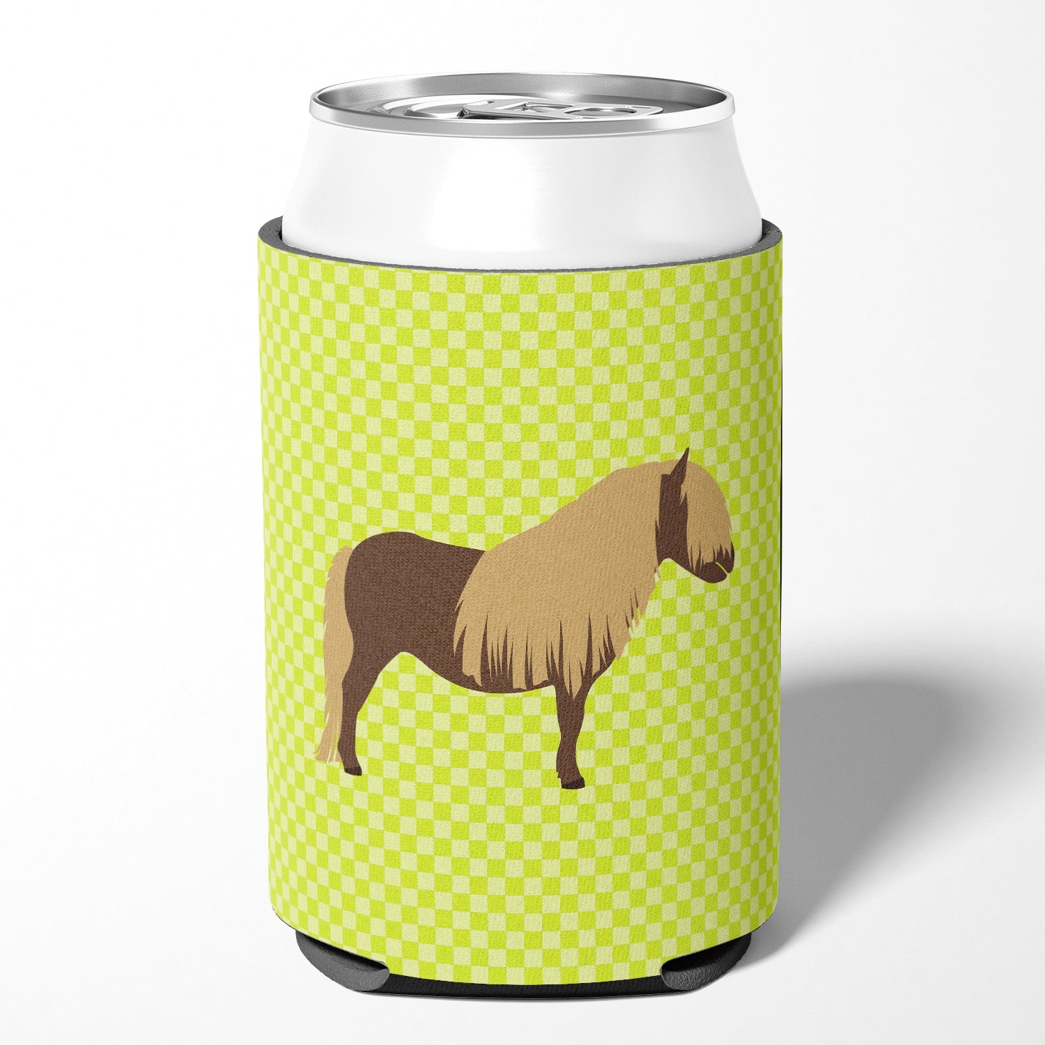 Shetland Pony Horse Green Can or Bottle Hugger Cooler Sleeve for Standard 12 oz Cans, Insulated Foam Beer & Soda Can Hugger Reusable