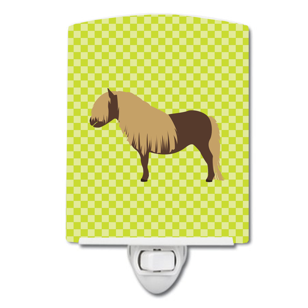 Shetland Pony Horse Green Ceramic Night Light Compact, UL-Certified, Ideal for Bedroom, Bathroom, Nursery, Hallway, Kitchen, 6x4x3, Multicolor