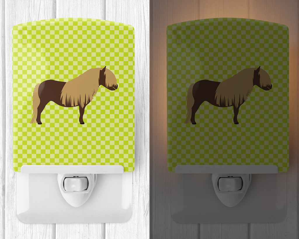 Shetland Pony Horse Green Ceramic Night Light Compact, UL-Certified, Ideal for Bedroom, Bathroom, Nursery, Hallway, Kitchen, 6x4x3, Multicolor