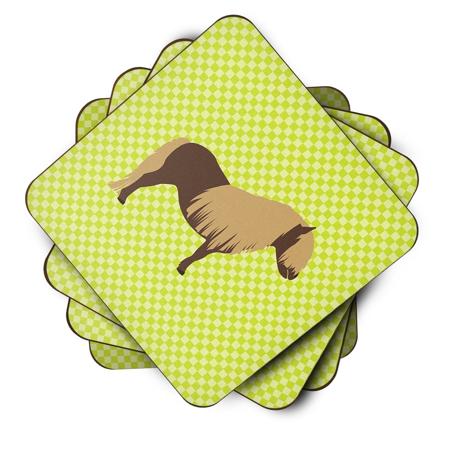 Shetland Pony Horse Green Foam Coasters Set of 4 Cup Coasters for Indoor Outdoor, Tabletop Protection, Anti Slip, Mouse pad Material