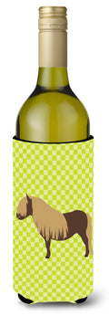 Shetland Pony Horse Green Wine Bottle Hugger Gift Sleeve for Standard 750 ml Bottles, Insulated Reusable Also Fits Mini Shot & Pint Bottles