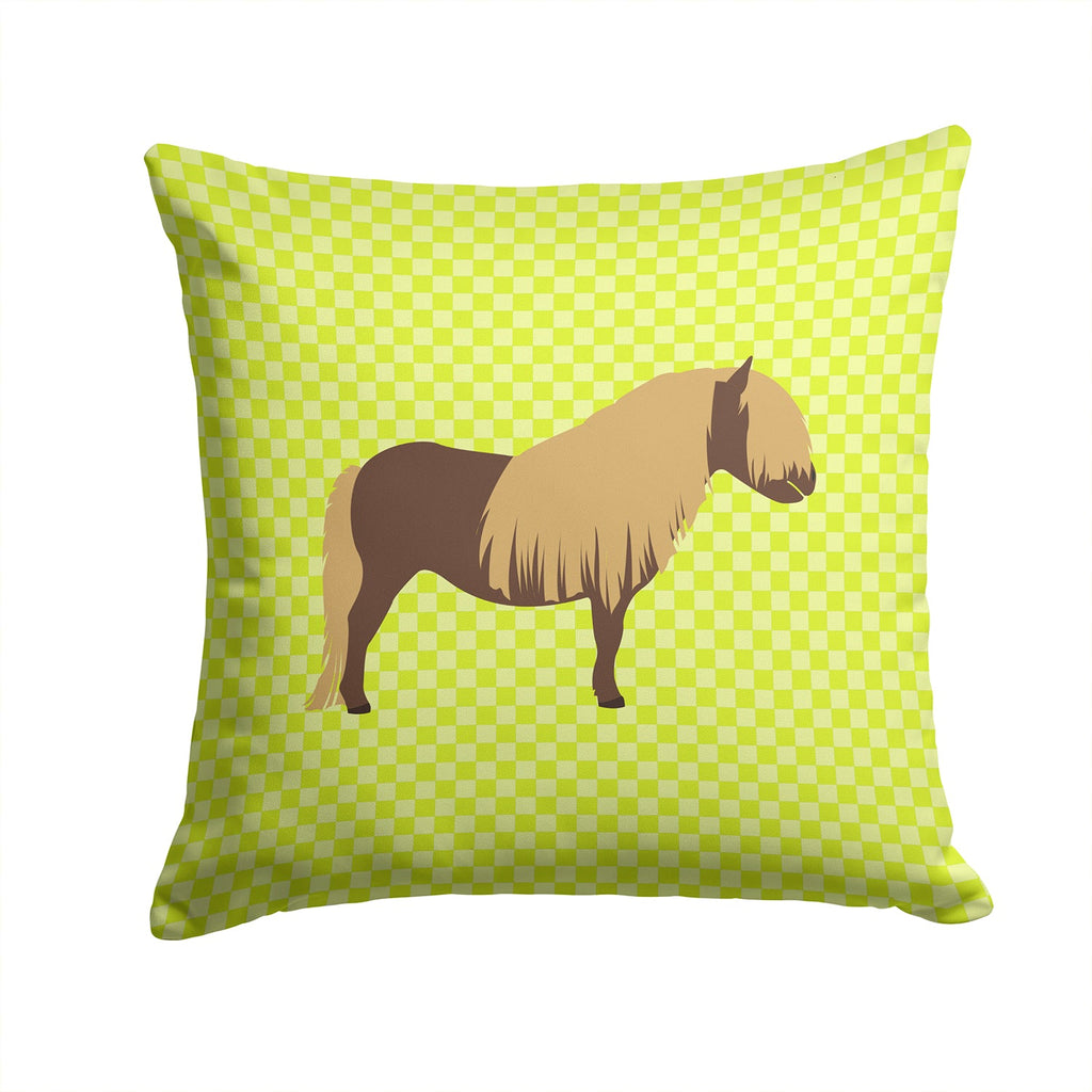 Shetland Pony Horse Green Decorative Throw Pillow 14x14 Indoor Outdoor Accent Cushion, Fabric Cover with Insert for Sofa, Bed, Porch & Living Room
