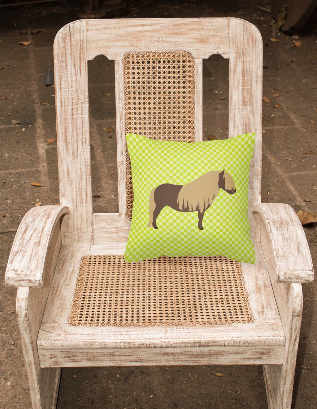 Shetland Pony Horse Green Decorative Throw Pillow 18x18 Indoor Outdoor Accent Cushion, Fabric Cover with Insert for Sofa, Bed, Porch & Living Room
