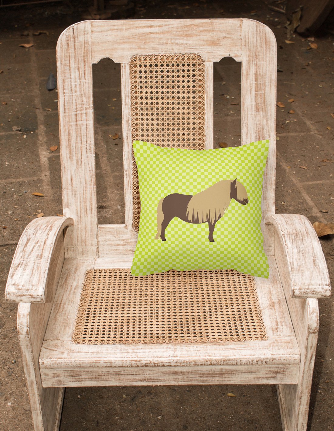 Shetland Pony Horse Green Decorative Throw Pillow 18x18 Indoor Outdoor Accent Cushion, Fabric Cover with Insert for Sofa, Bed, Porch & Living Room
